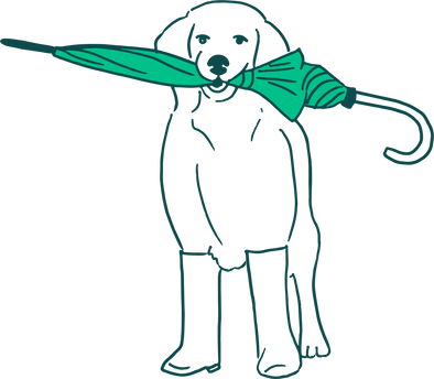 Dog with Umbrella Sticker